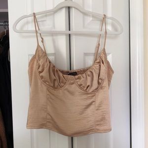 SILK GOLD BUSTIER CORSET UNDERWIRE CROP TOP